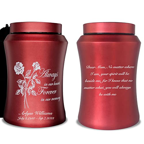 Image of Customized Large Cremation Urns for Human Ashes, for Adult Female | Full Size 220 lbs Capacity, Stainless Steel, Laser Engraving Name, For Adult Female, Sealing Well & Durable, Sympathy Gift