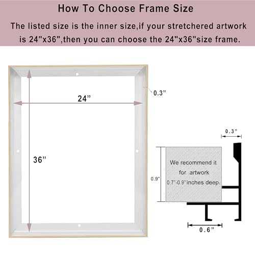 Image of CANFRAVAS Canvas Frame 16x20, DIY Metal Floating Frame, Canvas Floater Frames for 0.6 inch-0.9 inch Deep Print Painting (Natural,16 inchx20 inch)