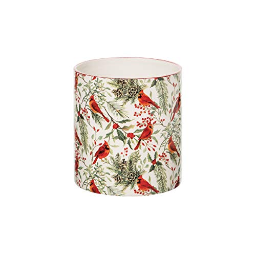 Christmas Red Cardinal & Greenery Dolomite Kitchen Utensil Crock Caddy 7"