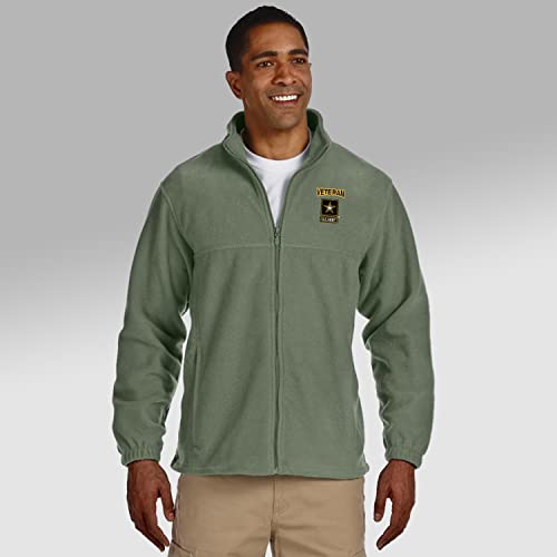 Vetfriends.com Us Army Veteran Logo Embroidered Fleece Jacket Warm Zip Up (Sage, X-Large) #TOP7