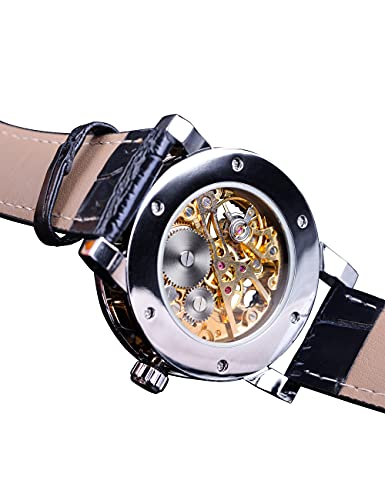 Forsining GMT1089-2 Winner Retro Manual Mechanical Skeleton Watch With Diamond And Carving Flower Craft Men Skeleton Wrist Watch Mechanical Classic Roman Number thumb #3