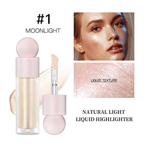 Silvercell Liquid Highlighter Natural Brightening For Face & Body, Contour Highlighter Stick Easy To Apply With Cushion Applicator, Moisturizing Waterproof Light Liquid Luminizer For Long Lasting Glow (#1 Moonlight) #TOP1