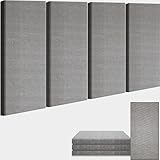 BUBOS 4 PCS Acoustic Panels,24''x12'' Fabric Soundproof Wall Panels,Self-adhesive Sound Absorbing Panels for Studios, Office, Home Theater (Dark Grey)