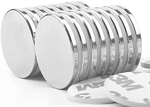 Grtard Strong Neodymium Disc Magnets with Double-Sided Adhesive, Powerful Permanent Rare Earth Magnets, Fridge, DIY, Building, Scientific, Craft, Office Magnets, 1.26" D x 1/8" H - Pack 16