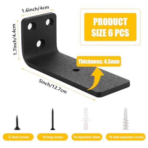 Supports d'étagère flottants robustes 80 kg fixation murale cachée - 3