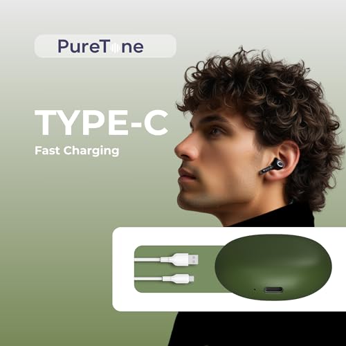 Image of OOGE Wavepods 300 TWS Earbuds - ENC Noise Cancelling, Bluetooth 5.4 EDR, Type-C Charging, 10mm Drivers, 500mAh Battery, Dual Mic, One-Touch Control, 1000-Hour Standby (Green)