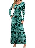 DEARCASE Women Long Sleeve Loose Plain Maxi Pockets Dresses Casual Long Dresses