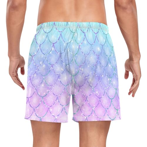 Mermaid Mens Swim Trunks with Compression Liner 4.7" Inseam Quick Dry Bathing Suit Swimming Shorts（85）2