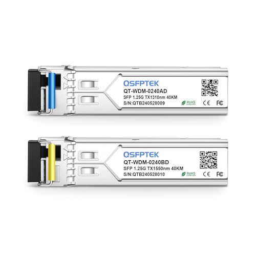 Image of 1.25G SFP 1000BASE-BX-D BIDI WDM Transceiver, 40KM Simplex LC DDM Optical fiber transceiver Tx1310 /Rx1550nm for Cisco GLC-BX-40U, Cisco GLC-BX-40D, Ubiquiti, Mikrotik, D-Link, Supermicro, Netgear