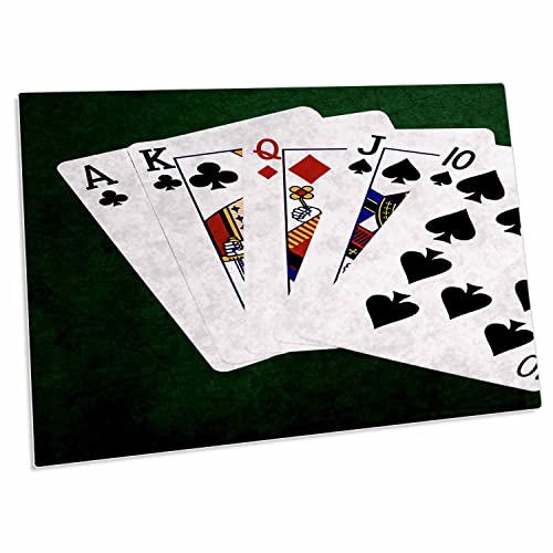 3dRose Poker Hands Straight Ace to Ten - Desk Pad Place Mats