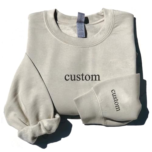 GODMERCH Custom Embroidered Sweatshirts and Hoodie Design Your Own, Add Your Own Custom Text, Customized Embroidered Sweatshirt Hoodie Christmas Sweatshirt, Personalized Embroidery Gift