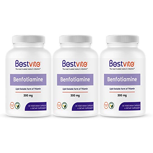Benfotiamine 300mg (180 Vegetarian Capsules) (3-Pack) No Stearates - No Silicon Dioxide