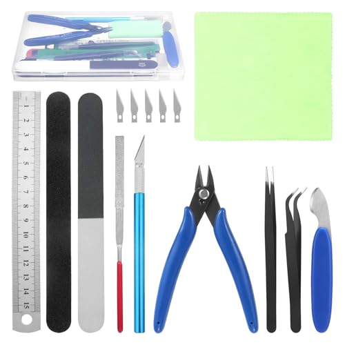Roxanex 11 Stück Modellbau-Werkzeugsatz, Hobby Bauwerkzeug Set Modellbau-Werkzeugsatz Basic Tools Bastelset für Gundam Auto Modellbau Reparieren und Befestigen
