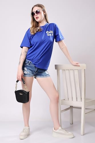 Image of London Hills Women's Cotton Oversized Fit Tshirt |Printed Oversized t Shirts Longline Drop Shoulder Boho Style T-Shirt