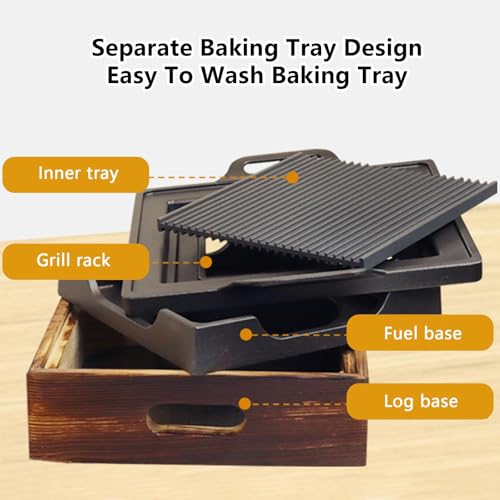 Barbacoa japonesa portátil – perfecta para acampadas y reuniones familiares – Parrilla de mesa de 28 cm – Conveniente y práctico solut de cocina al aire libre