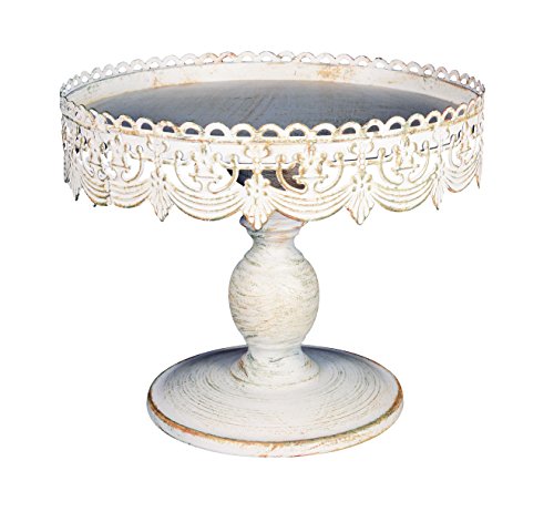 Home Decor Essentials 65569-68766 Castellated Decorative Cake Stand 10 X 9 White Wash