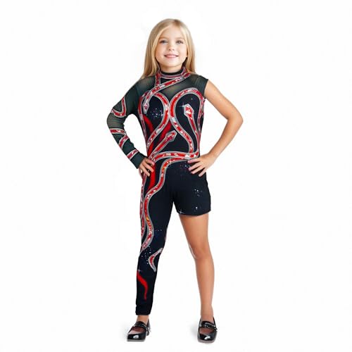 Disfraz de enterizo rojo con estampado de serpiente para niñas 7-8 años miniatura 1
