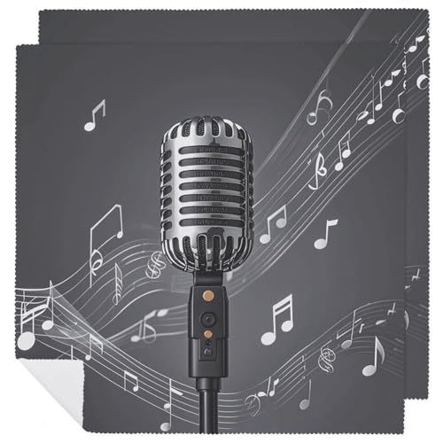 Servilletas de Tela con Notas Musicales Microfono 2 Piezas miniatura 1