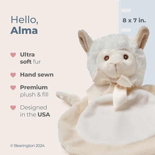 Image of Bearington Collection Llama Stuffed Animal for Baby Lovey Blanket - 8 x 7 in Small - Alma Modern - Llama Loveys for Babies & Nursery Decor - Silky Satin & Velour Security Companion & Travel-Friendly