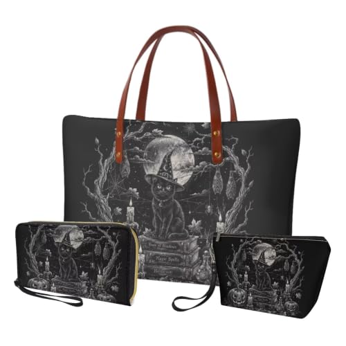 Image of Top Handle Purse for Women, Large Tote Handbag With PU Wallet Set, Gift for Mom
