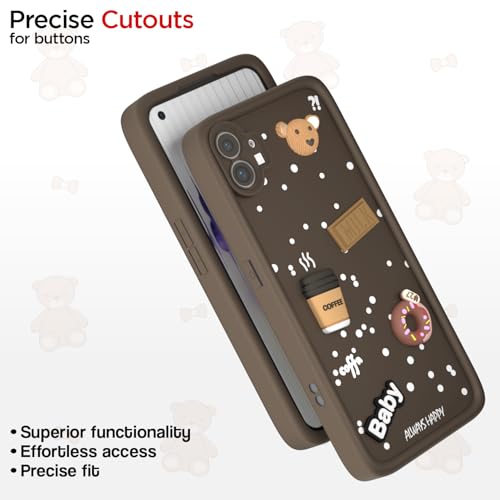 Image of Pikkme Back Cover for Nothing Phone 1 | Cute Fun Cartoon 3D Bear Silicone Full Body Protection Bumper Case (Brown)