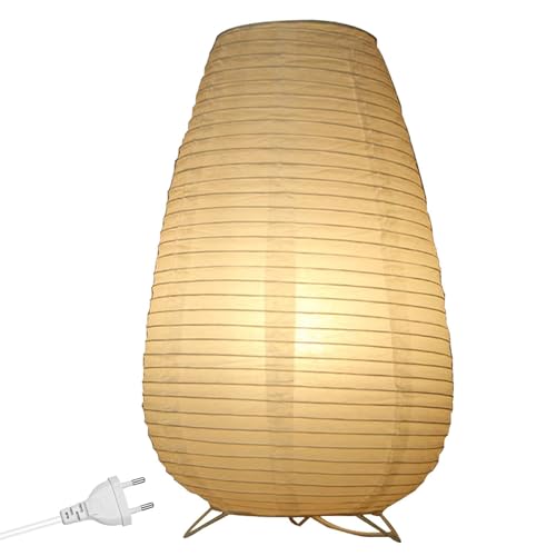 Pantalla de papel de arroz, lámpara de mesa de papel blanco, lámpara de mesita de noche, lámpara de pie, lámpara de mesa con casquillo E14, interruptor y bombilla, lámpara colgante redonda, pantalla
