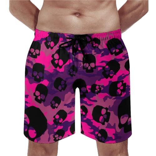 Shorts de bain homme crâne noir violet maillot de bain séchage rapide swim trunk poches S