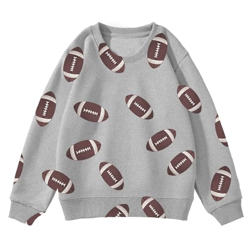 Youth Solid Classic Hoodies Autumn Winter Boys And Girls Rugby Printed Casual Hoodie Long for Boys (Grey, 4-5 Years)