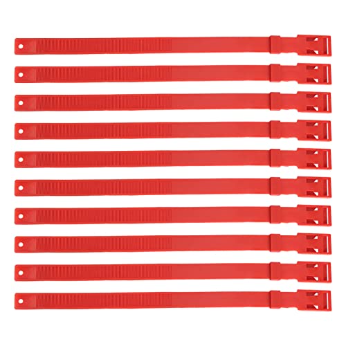 10 Pack Goat Collars, Cow Horse Sheep Grazing PU 23 Inch Adjustable Nylon Collar Set Pet, Livestock Collar for Small Farm Animal Goat Sheep Cow Horse Accessories, Multiple Function (Red)