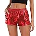Produktbild Damen Shorts Sexy UFODB Frau Sommer Kurz Hosen High Waist Yoga Sport Pants PU Leder Slim Fit Sequin Hotpants Sportshorts Leggings Sommerhosen Pocket Freizeithosen Lederhose