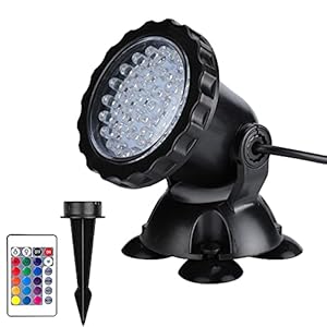 Pond Lights LED Underwater, Waterproof Fountain Lights LED Submersible Spotlight Color Changing Landscape Lights with Remote, 36 LED Bulbs Underwater Lights Adjustable