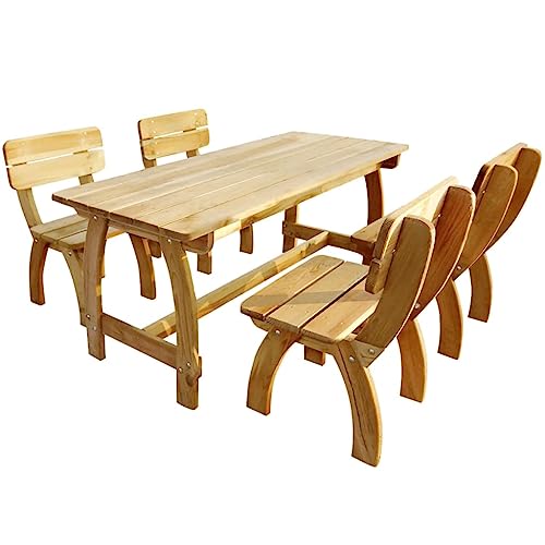 MNISDFL Mobilier de terrasse Salon de jardin 5 pièces Salon de jardin en pin imprégné