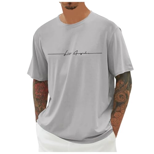 Camisa Hombre Deporte Camiseta Hombre Manga Corta Holgada Verano Cuello Redondo Manga Corta con Estampado Ciudad Básica Holgada Informal Portes Camisa Franela Entrenamiento