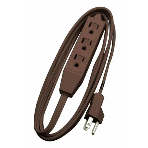 Woods Light Duty Extension Cord, 8Ft, 16 Gauge, SPT-2, 3 Outlet Cube Tap, Indoor Cord, Brown, 0608