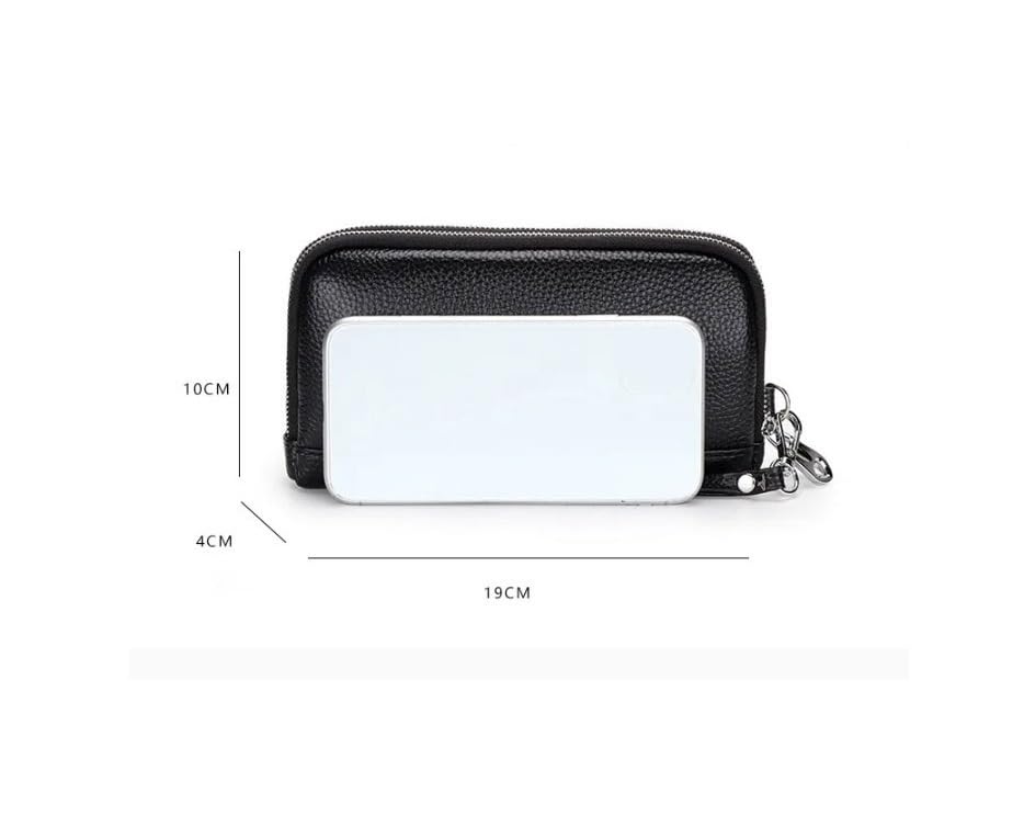 Genuine Leather Women Wallets Long Zipper Wallet Big Capacity Ladies Clutch Bag Female Cowhide Purse Phone Bag(white-Dinosaur Doodle4)4