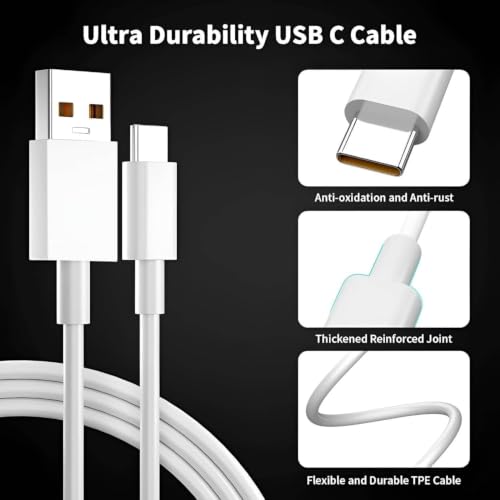 Image of Fast Charge Type-C data cable for Galaxy S21 FE - White 3.3ft, 27W Power Support, Fast Sync Cable, Data & Charging Cable