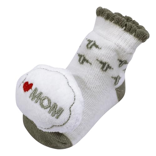 PUPPET Baby Rattle Socks Boys Girls Socks Set with Animal Heads and Rattle Function Sensory Development for 0-6 Months Elephant Bear I Love Mom3