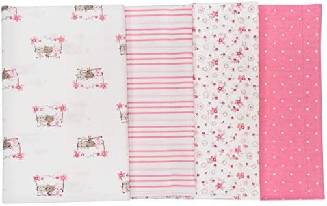 Gerber Baby Girls 4 Pack Flannel Burp Cloth, Lil' Flowers, One Size