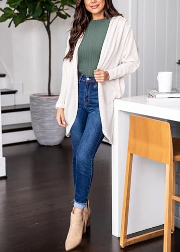 Image of OUGES Womens 2024 Spring Summer Tops Basic Slim Fit Sweaters Turtleneck T Shirts Business Casual Outfits