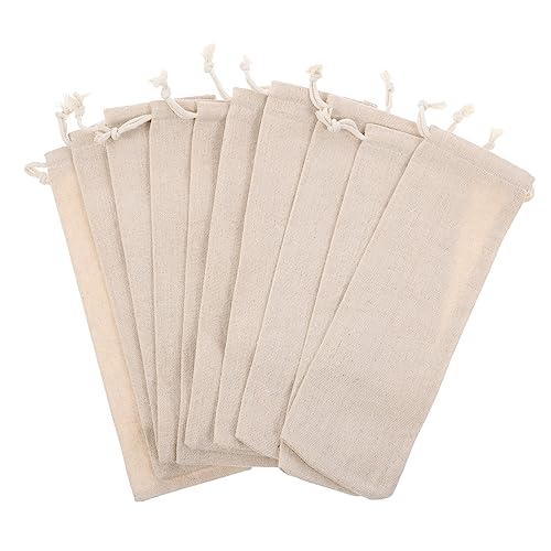 VINTORKY 10 Pcs Straw Storage Bag Cotton Pouch Bag for Travel Straw Cases Forks Spoons Compact Washable