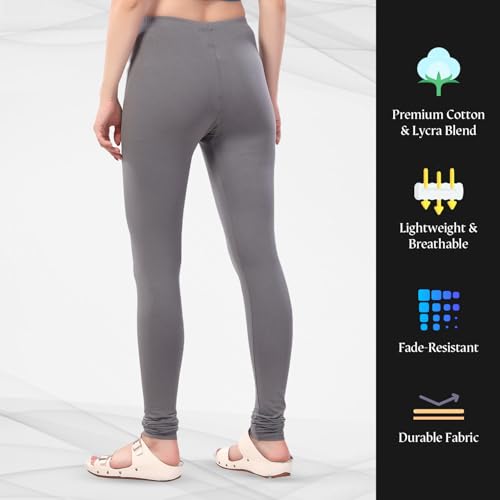 Image of TRASA Ultra Soft Cotton 4 Way Stretchable Churidar Solid Regular and Plus 20 Colours Leggings for Womens and Girls -Sizes :-M, L, XL, 2XL, 3XL, 4XL, 5XL, 6XL