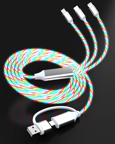 Image of USB C Cable, Colorful Gradual Light up Multi Charging Cable 3 in 1 Type C Charger Fast Charging 60W Led USB Type C Cord Compatible with iPhone 17 /16 /15 /14 /13 /12 /11, Galaxy,pad,Pixel 4FT-MulrtiColor