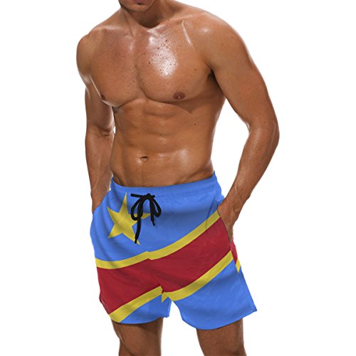 super3Dprinted Congo Flag Men's Swim Trunks Water Beach Shorts with Pockets3