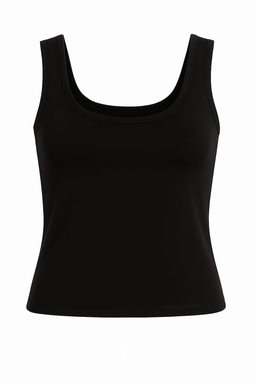 onlinia Cotton Ribbed Knit Tops for Women with Non Transparent Fabric|Stretchable Rib Knitted Sleeveless Racerback Tank Top with Crew Neck|Cropped Vest Top Free Size Black-picture-32