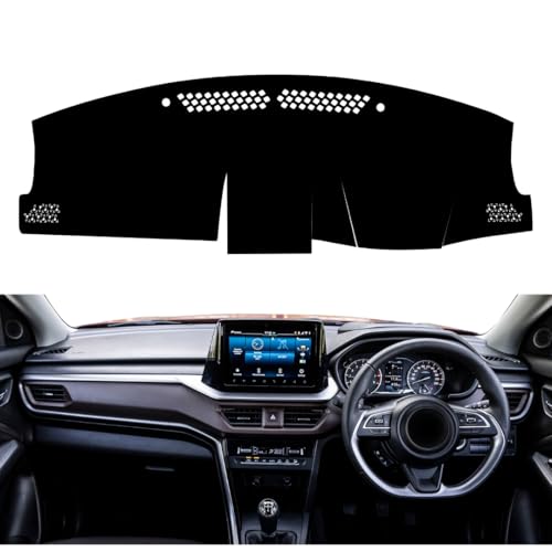 Image of Car Dashboard Cover Compatible with Maruti Suzuki Brezza 2022-2025 Dustproof, UV Resistant | All-Weather Protection | Custom Fit Car Accessories (Balck)