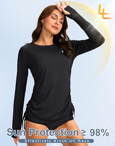 SANTINY Women's UPF50+ Rash Guard SPF Long Sleeve Swimsuits Top UV Sun Protection Swim Shirts for Woman3