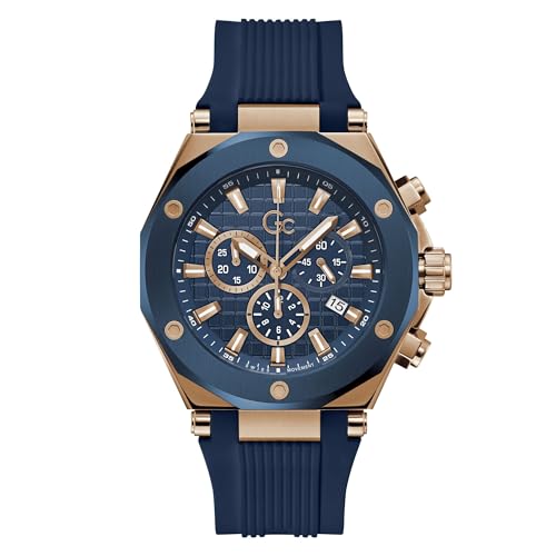 Image of Guess Collection Round 44mm Blue Dial Analog Men Watch - Z18006G7MF