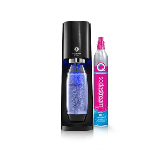 SodaStream E-TERRA Machine à Eau Pétillante et Soda Électrique | Pack 1 Bouteille 1L Compatible Lave-Vaisselle + 1 Recharge de Gaz 60L à Clipser | Noire