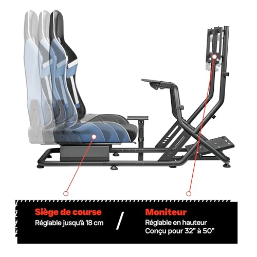 Simulateur chaise de course VDD réglable pour optimiser votre position de conduite GT
