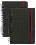 Spiral Bullet Journal Notebooks with Dotted Grid Pages | 120GSM Paper, Faux Leather Hardcover, A5 Size | 200 Blank Dot Grid Pages Per Book, Set of 2 | Perfect for Writing and Drawing